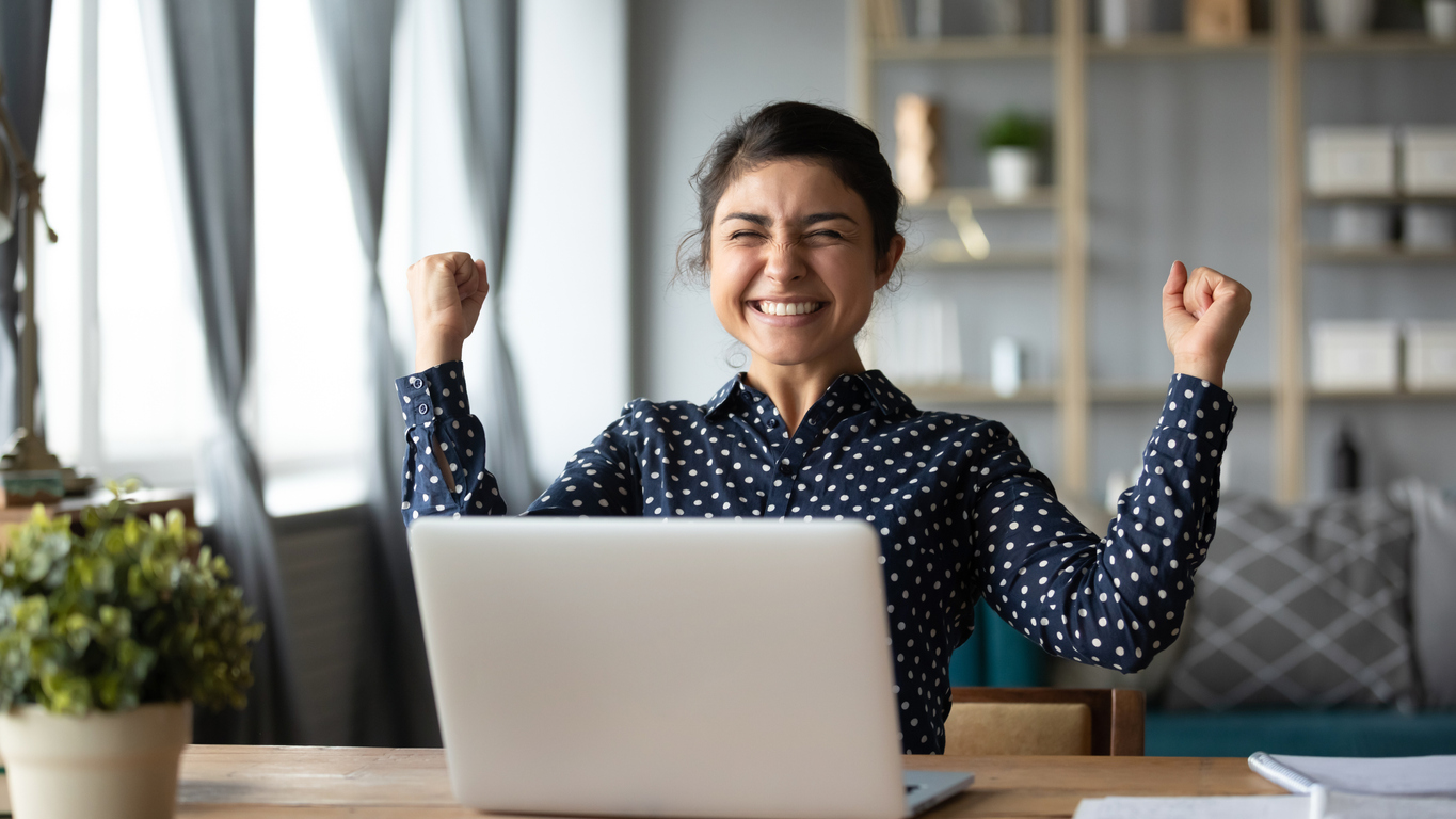 Woman celebrating her accomplishment