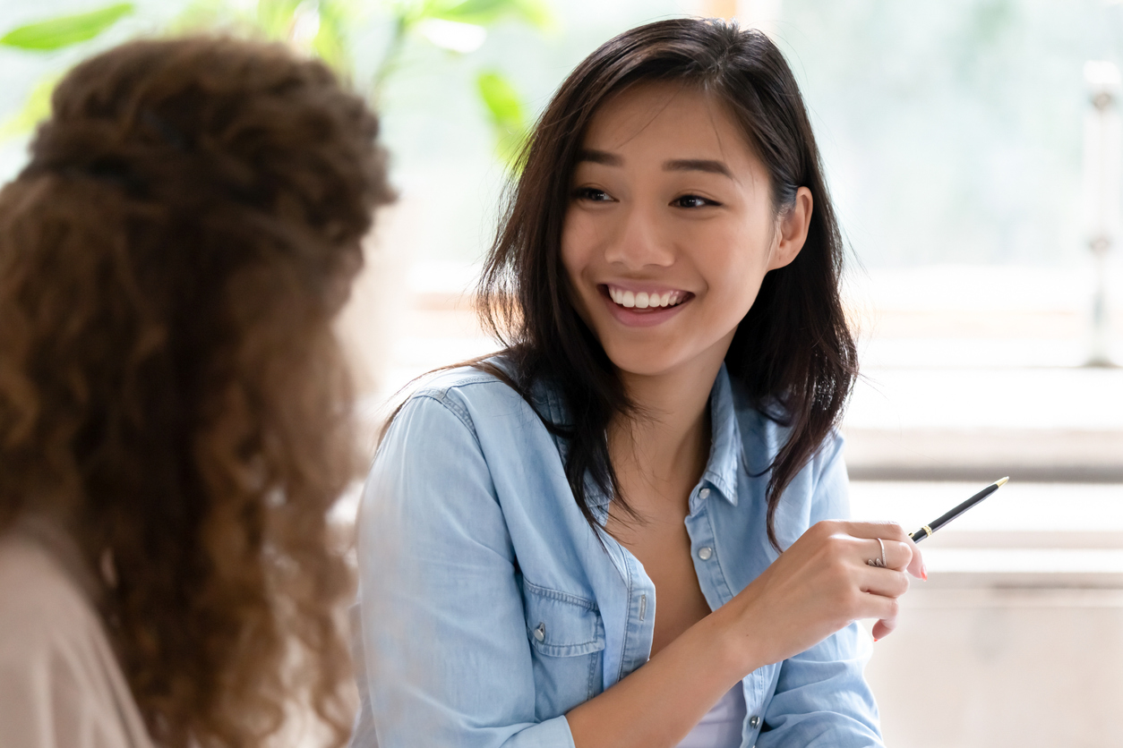 Two women talking, one women looking surprised. Is the other woman saying "you are right"?